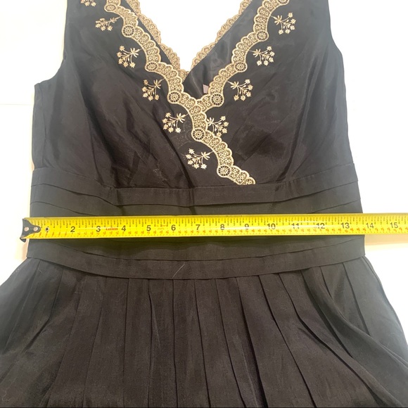 Ann Taylor Black Dress w/ Gold Lace Details - Picture 5 of 6